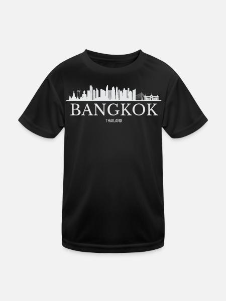 Bangkok Skyline, Bangkok Thailand - Kinder Funktions-T-Shirt - Schwarz - Vorne