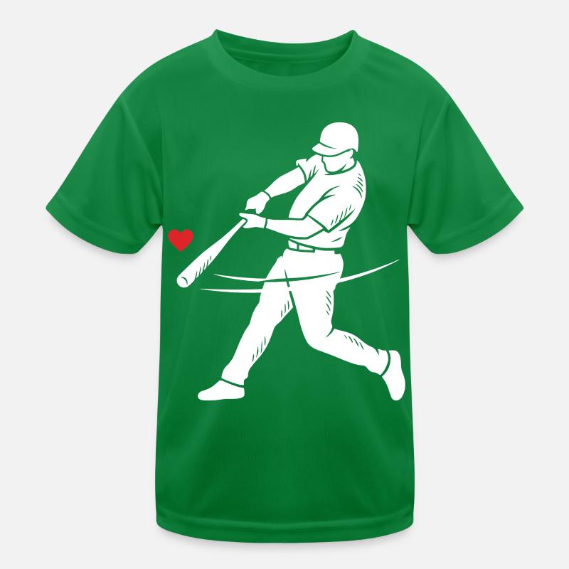 Baseball Schlagmann Silhouette Herz Kinder Funktions-T-Shirt