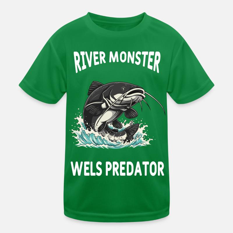 Fishing River Catfish Kids Functional T-Shirt