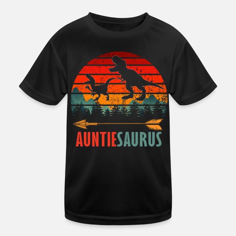 Auntiesaurus Dinosaurier Aunt Retro Sunset Kinder Funktions-T-Shirt