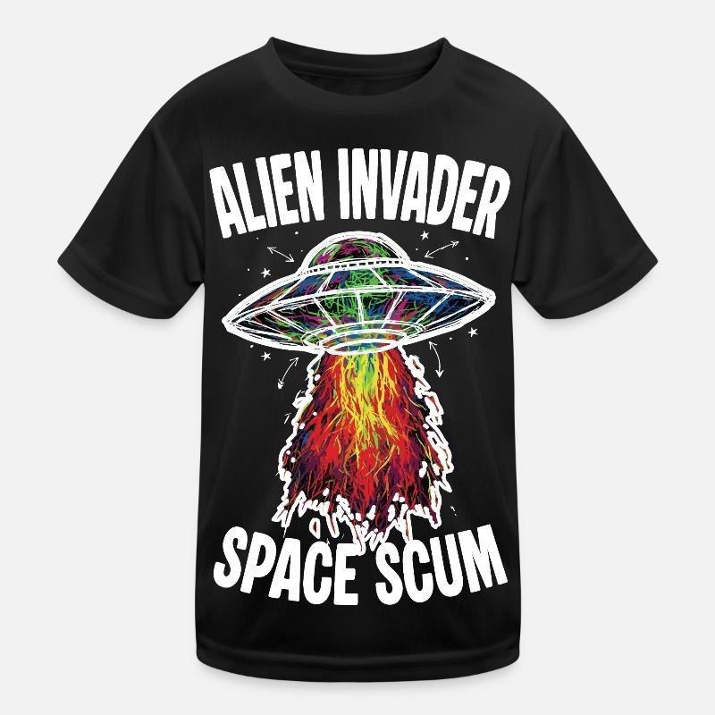UFO Alien Invader Space Scum Scribble Kids Functional T-Shirt