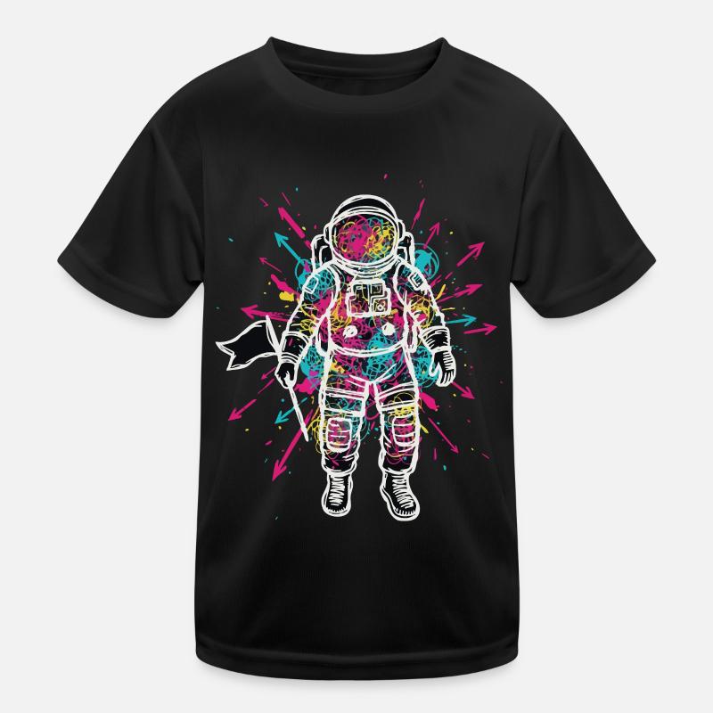 Space Astronaut Scribble Doodles Color Kids Functional T-Shirt