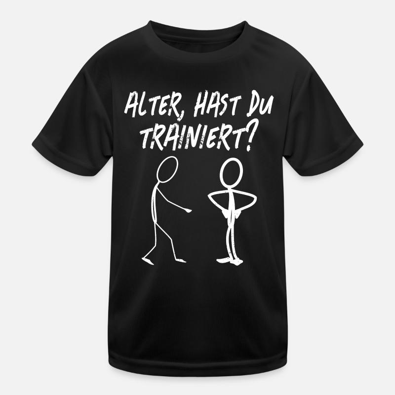 Strichmännchen WARST DU TRAINIEREN LUSTIG Kinder Funktions-T-Shirt