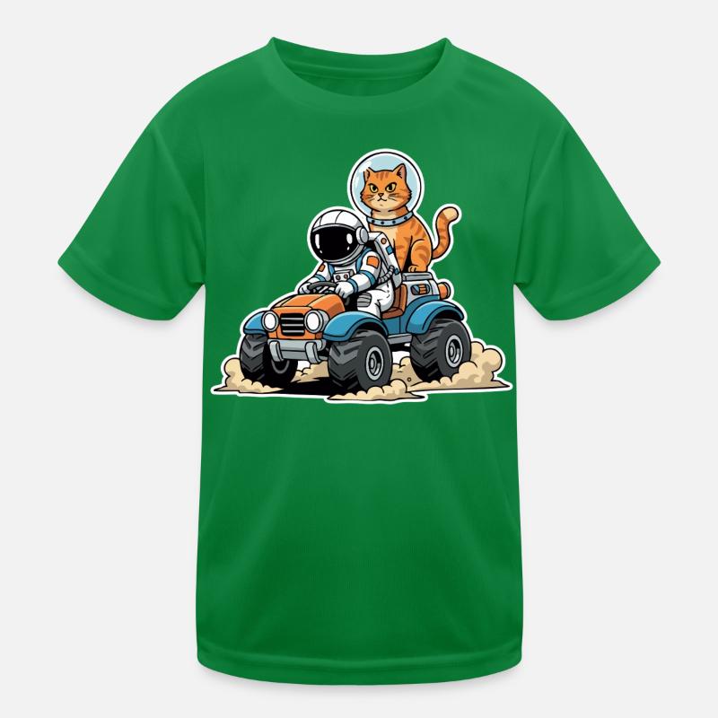Red Cat Astronaut Quad Lunar Space Kinder Funktions-T-Shirt