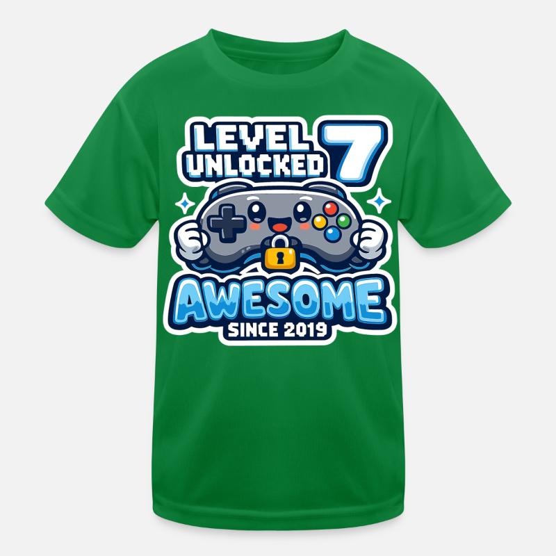 Level 7 Unlocked Awesome 2019 Geburtstag Kinder Funktions-T-Shirt