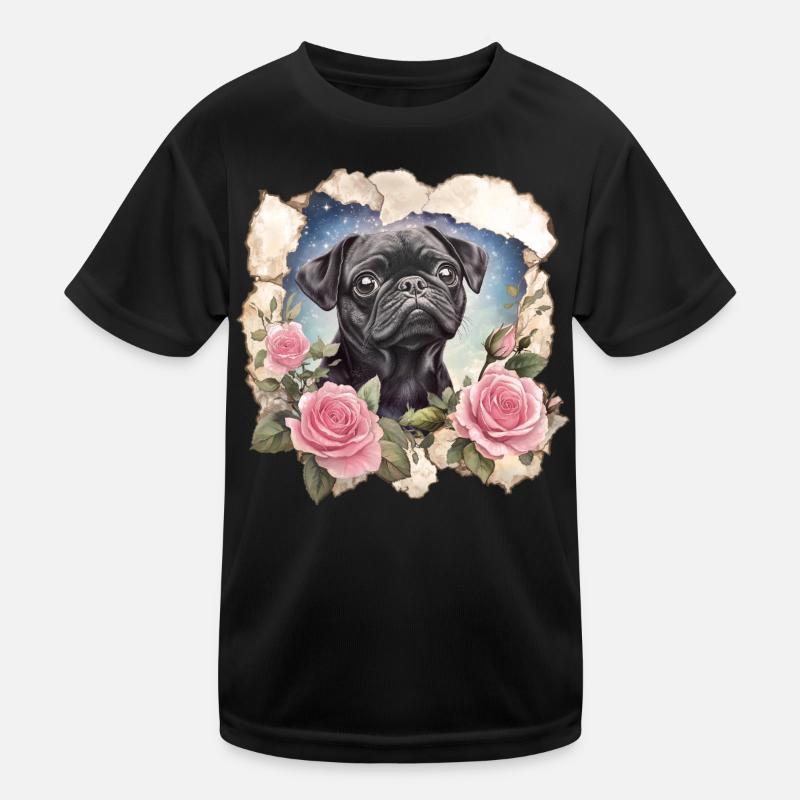 black pug Kids Functional T-Shirt