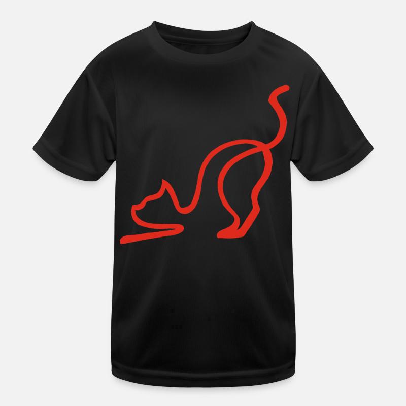 Red Cat Sketch Kids Functional T-Shirt