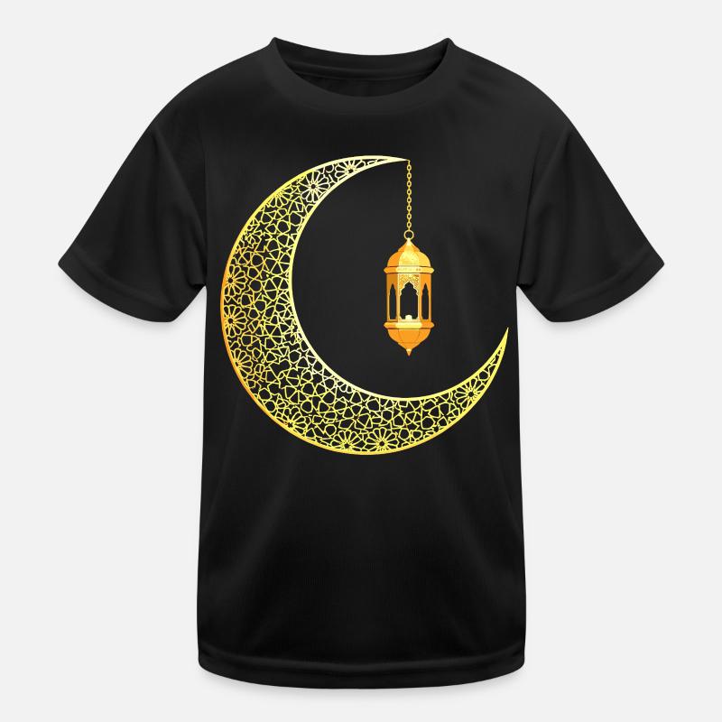 Ramadan Mondsichel Eid Mubarak - Kinder Funktions-T-Shirt - Schwarz