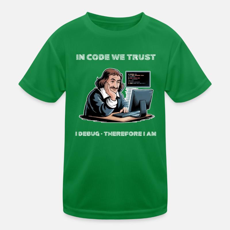Philosopher Descartes Meme - for dark background Kids Functional T-Shirt