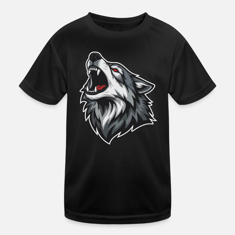 Wild Wolf Heult Rotaugen-Maskottchen Wolf Maskottchen Kinder Funktions-T-Shirt
