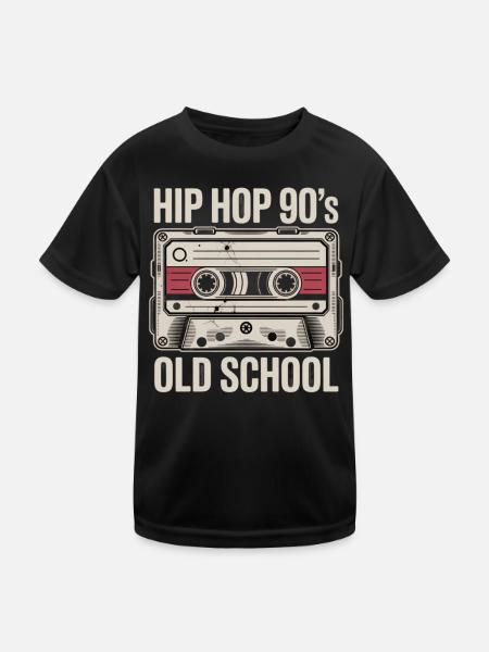 Hip Hop 90s Old School Cassette - Kids Functional T-Shirt - black - Front
