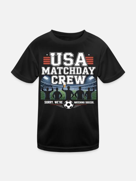 USA Matchday Crew – Soccer Fan - Kids Functional T-Shirt - black - Front