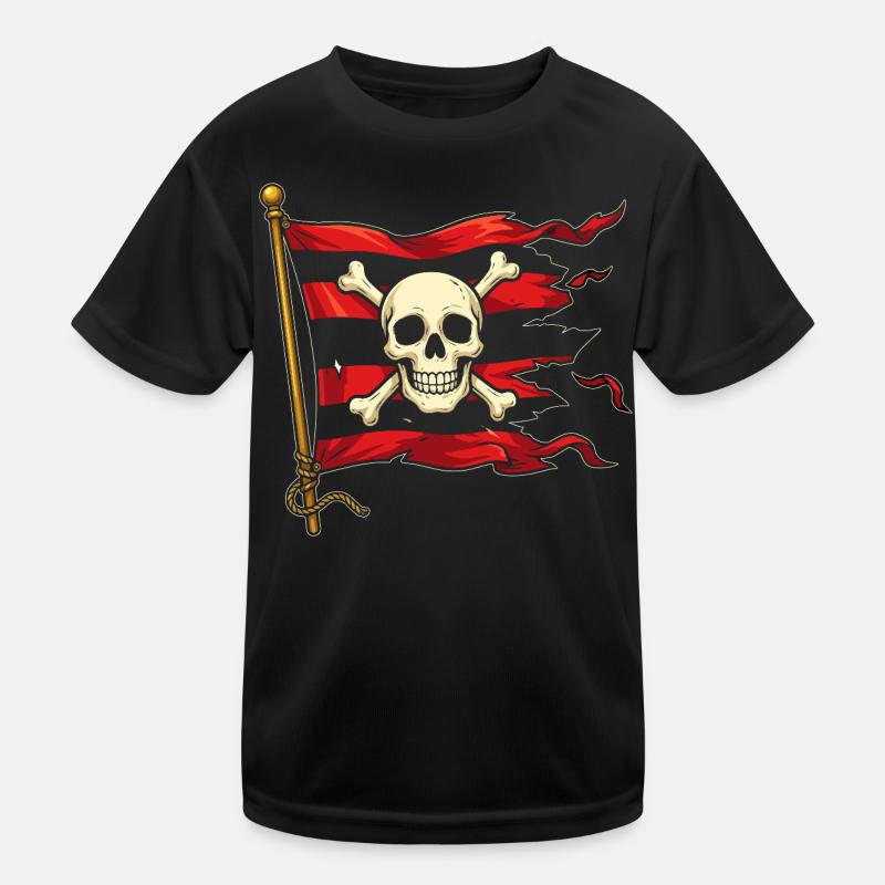Skull on pirate flag Kids Functional T-Shirt