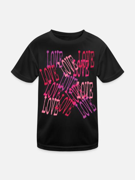 Love Cascading Romantic Lettering - Kids Functional T-Shirt - black - Front