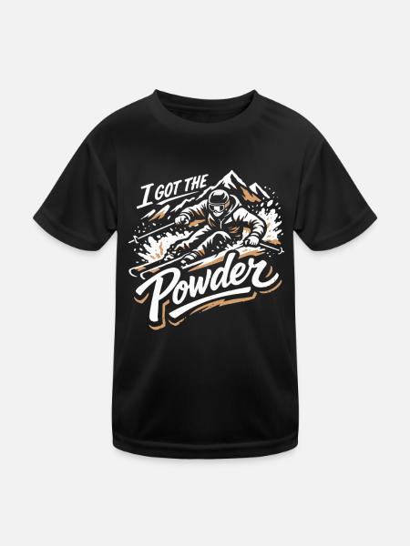 Power Ski | I Got The Powder | Powder snow - Kids Functional T-Shirt - black - Front