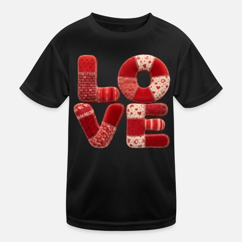 Patchwork Love Romantisches Geschenk für Freundin Kinder Funktions-T-Shirt