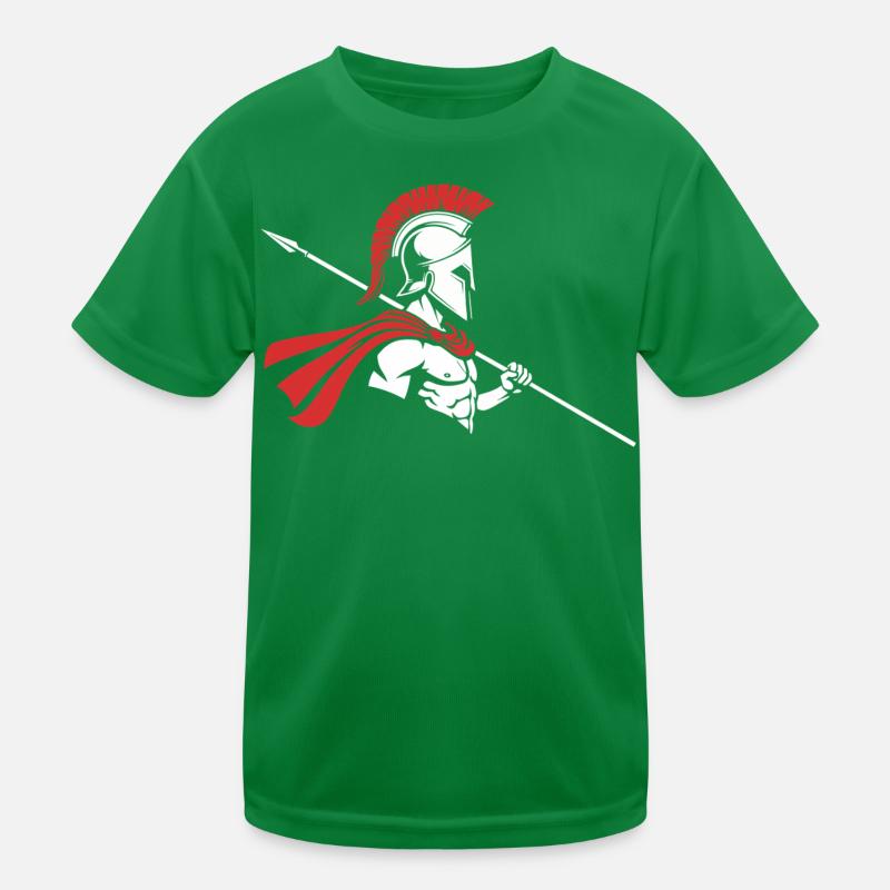 Spartan Profile Spear Logo Maskottchen Krieger Kinder Funktions-T-Shirt