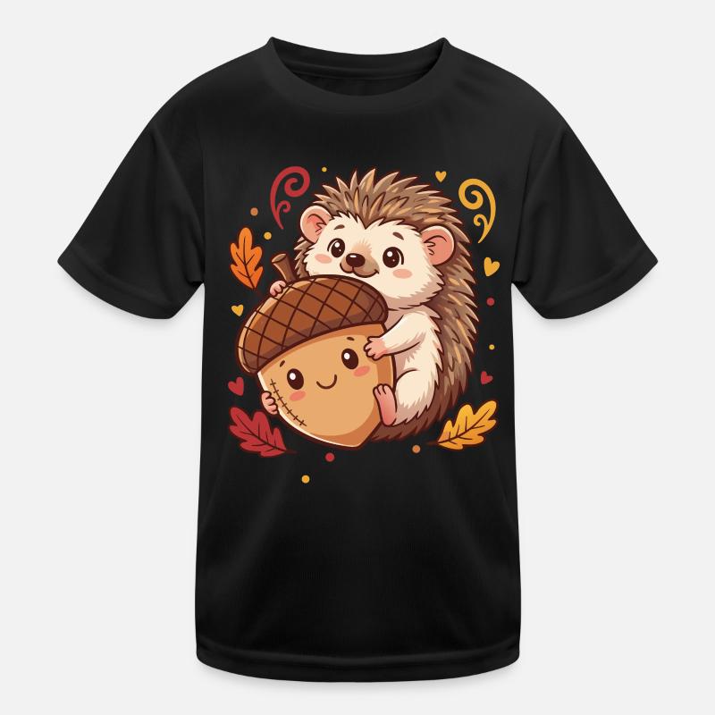 Süßer Igel mit Eichel Herbst Kinder Funktions-T-Shirt