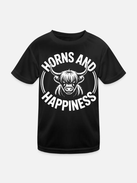 Highland Cow / Highland Rind – Ich liebe Highlands - Kinder Funktions-T-Shirt - Schwarz - Vorne