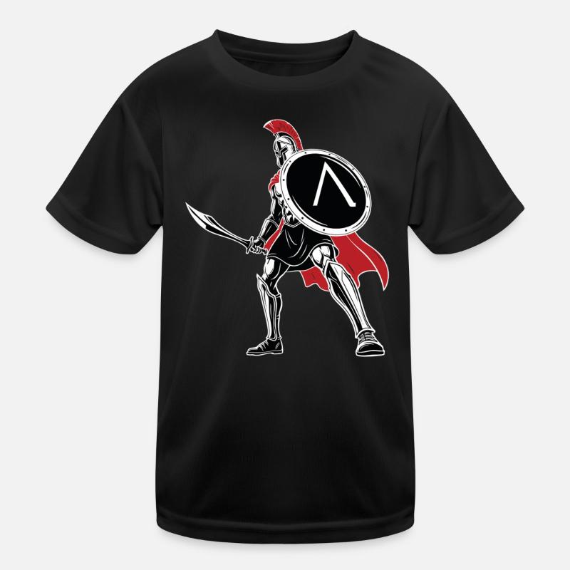 Spartan Sword Shield Mascot Spartan Legend Kids Functional T-Shirt