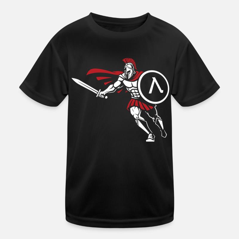 Spartiate Attaque Épée Bouclier Mascotte Spartan T-shirt sport Enfant
