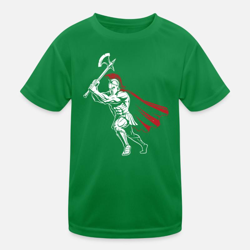 Spartan Warrior Axe Maskottchen Spartan Axeman Kinder Funktions-T-Shirt