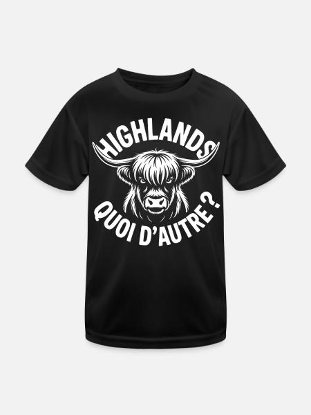 Highlands Ox Longhorn Monochrome - Kids Functional T-Shirt - black - Front