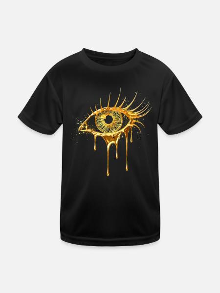 Eye in gold look - Kids Functional T-Shirt - black - Front