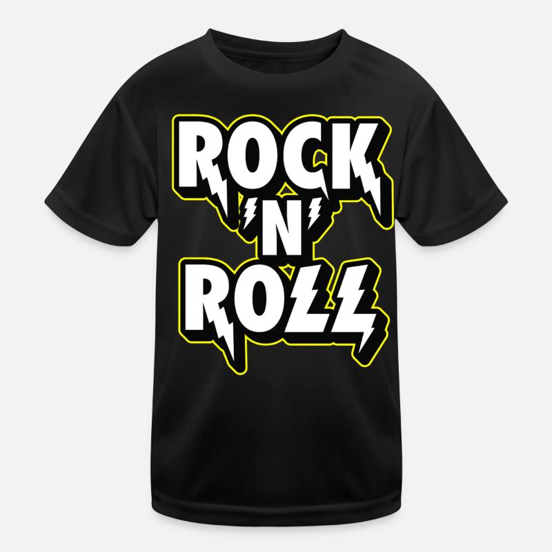 Rock 'N' Roll Lightning 3D Emblem Kinder Funktions-T-Shirt
