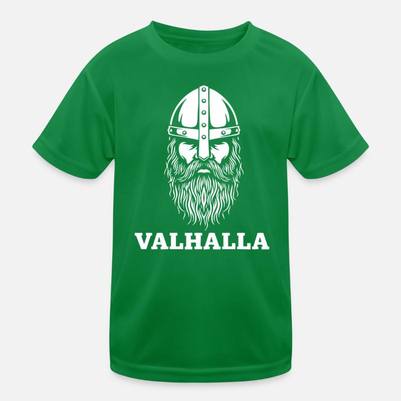 Wikingerkrieger Valhalla Nordisches Helm-Maskottchen Kinder Funktions-T-Shirt