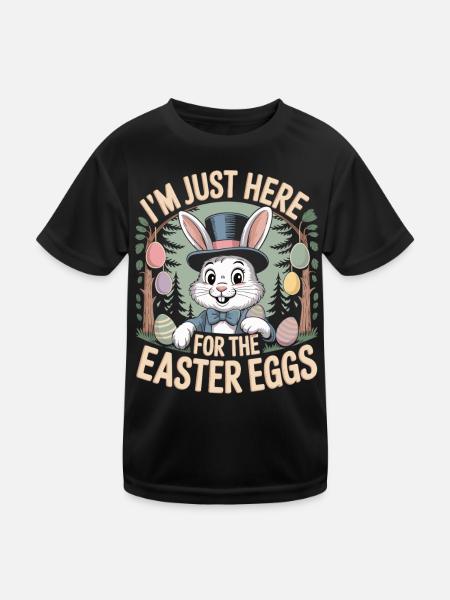 Ostern T-Shirt Lustig – Hase mit Zylinder - Kinder Funktions-T-Shirt - Schwarz