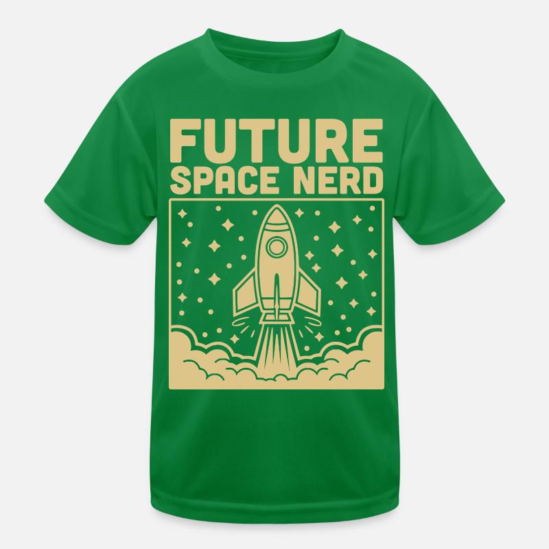 Future Space Nerd Weltraum Raketenstart Kinder Funktions-T-Shirt
