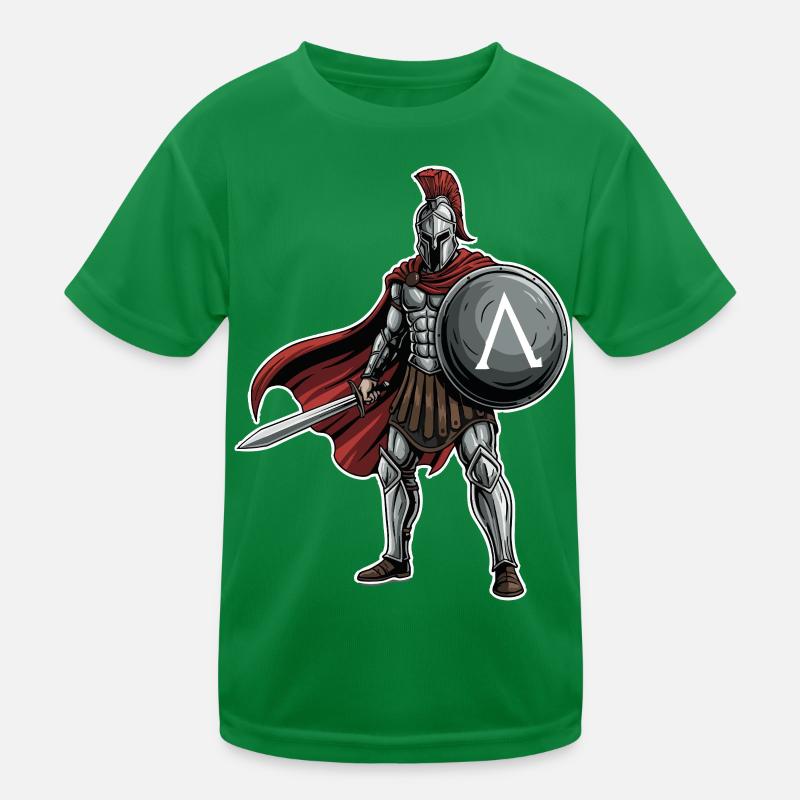 Hoplitisches Spartanisches Lambda-Schild-Schwert-Maskottchen Kinder Funktions-T-Shirt