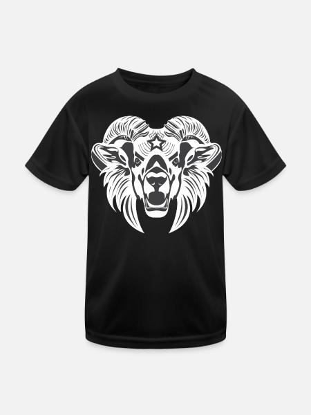 Animal Head – Mythical Animal, Animal, Lion, Goat, Ram, Buck - Kids Functional T-Shirt - black