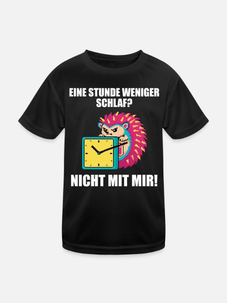 Zeitumstellung Sommerzeit Igel Lustig - Kinder Funktions-T-Shirt - Schwarz - Vorne