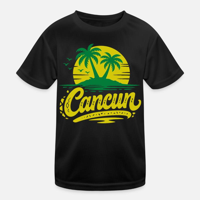 Cancun Retro Palmen Urlaub Souvenir Kinder Funktions-T-Shirt
