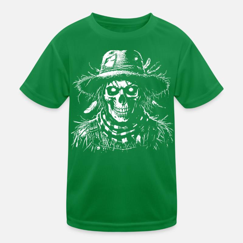 Skeleton with straw hat Kids Functional T-Shirt