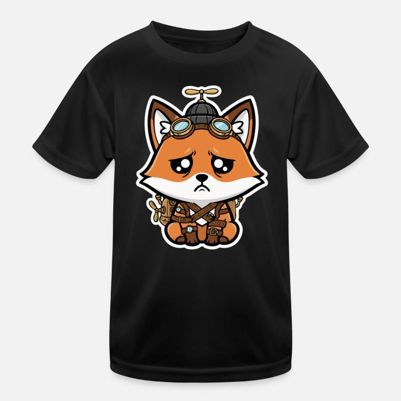 Little Fox Aviator Steampunk Sad Propeller Kids Functional T-Shirt