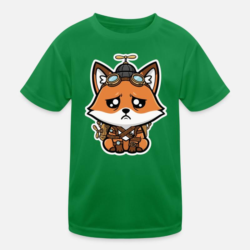 Little Fox Aviator Steampunk Sad Propeller Kids Functional T-Shirt