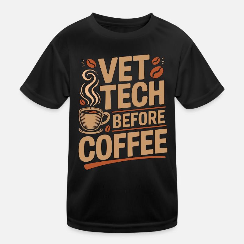 Technicien vétérinaire avant le café Technologie de soins pour animaux Passionné de café T-shirt sport Enfant