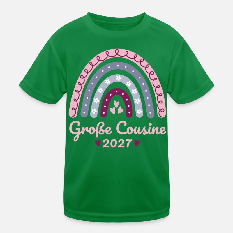 Große Cousine 2027 Boho Regenbogen pastell Kinder Funktions-T-Shirt