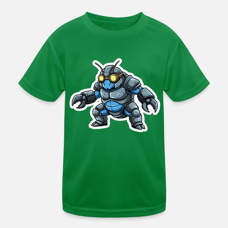 Guerrier_Bionique_Steampunk_Armure_Acier_Bleu Kids Functional T-Shirt