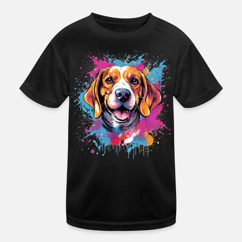 Bunter Beagle Splash Art Dog Kinder Funktions-T-Shirt