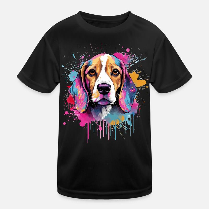 Portrait en couleur Beagle Splash Art T-shirt sport Enfant