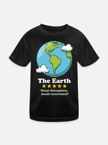 Die Erde - Kinder Funktions-T-Shirt - Schwarz - Vorne