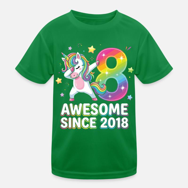Einhorn Regenbogen 8 Awesome Since 2018 Kinder Funktions-T-Shirt