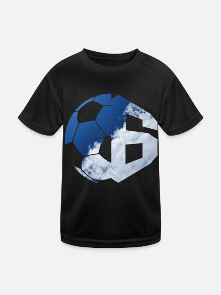 NR. 6 FUßBALLER NUMMER 6 FUßBALL 6. GEBURTSTAG - Kinder Funktions-T-Shirt - Schwarz - Vorne