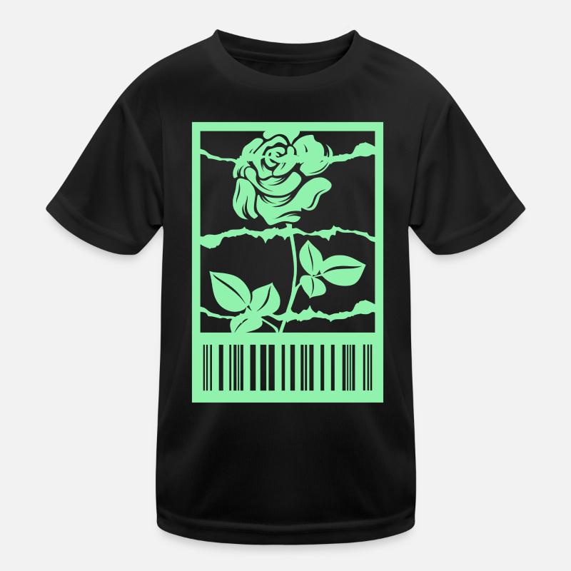 Gothic Rose Barbed Wire Barcode Urban Style Kids Functional T-Shirt
