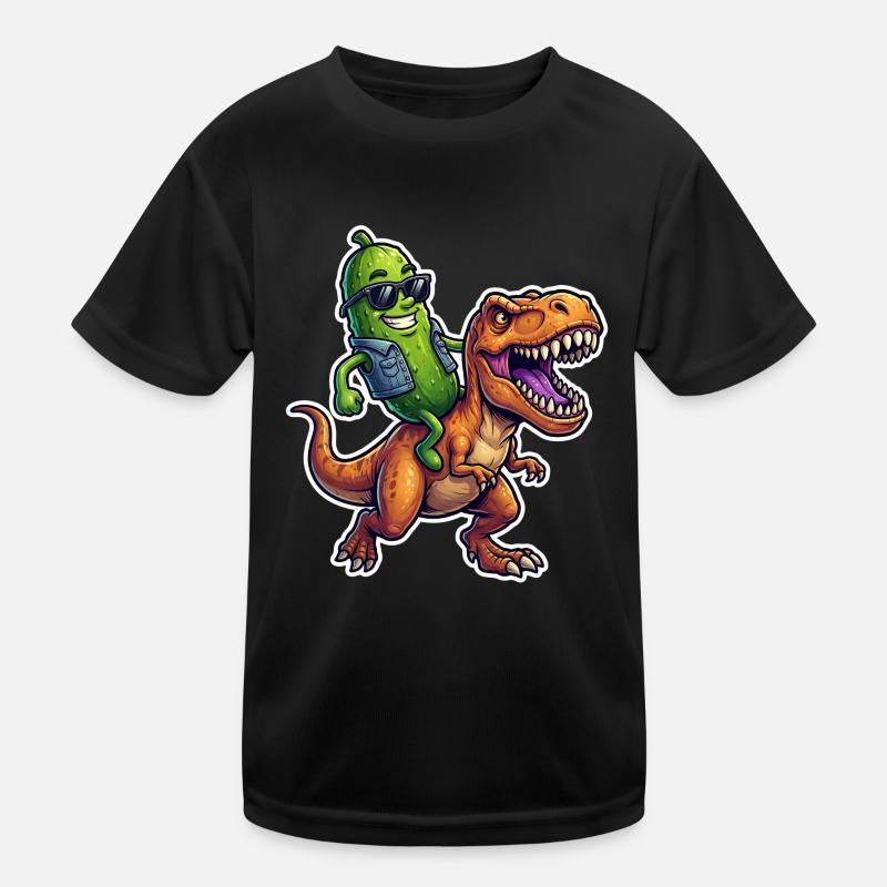 Sour cucumber rides dinosaur Kids Functional T-Shirt