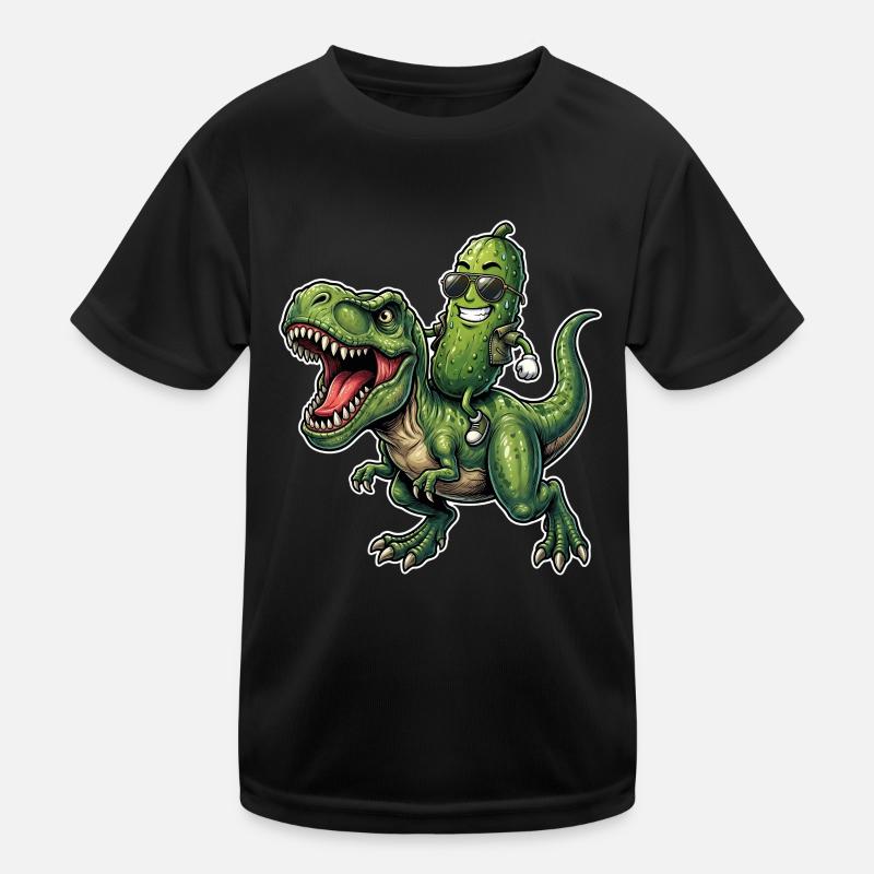 Sour cucumber rides dinosaur Kids Functional T-Shirt